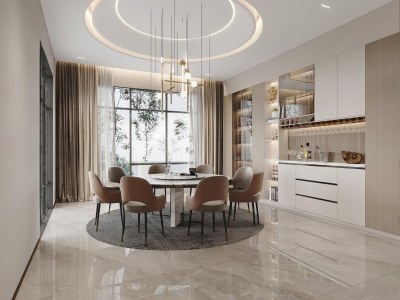 现代家居餐厅3D模型下载